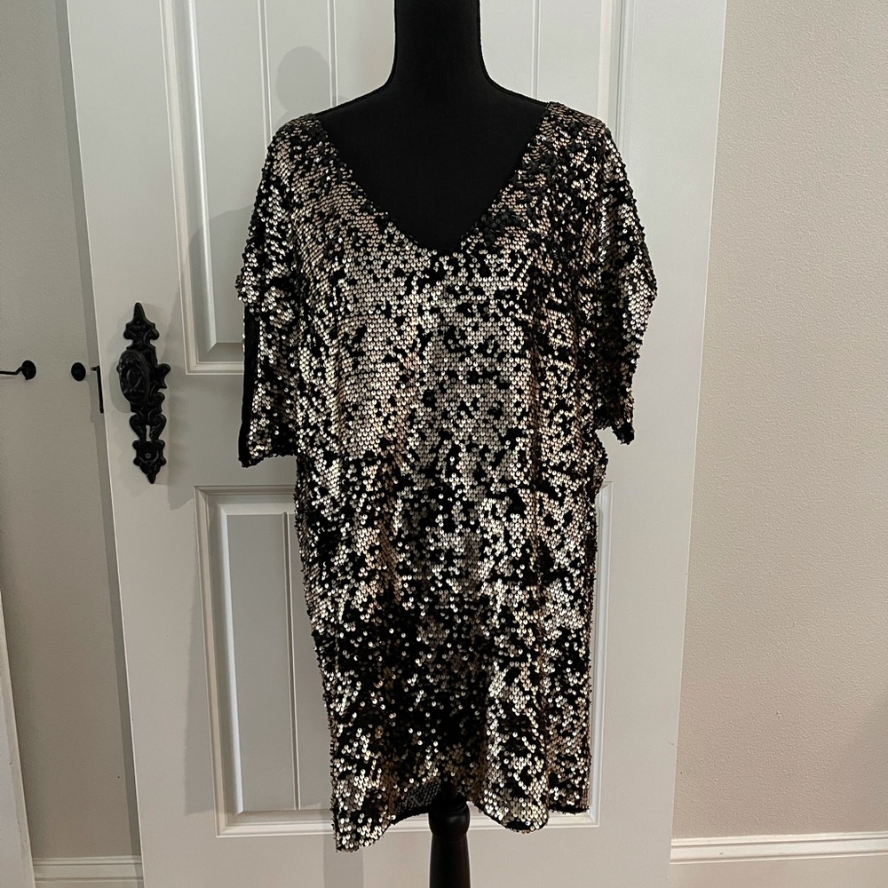 Free People Sequin Gold Tshirt Dress